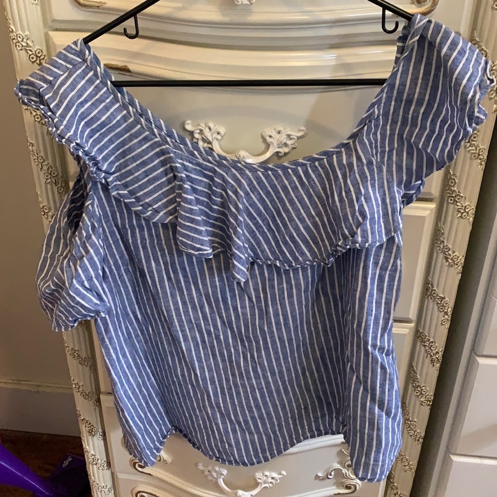 Madewell linen blend off the shoulder top
